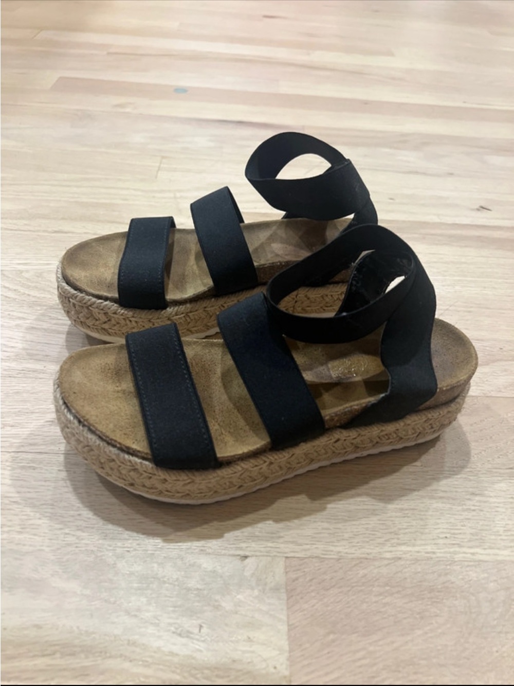 Steve Madden Black Espadrille Platform Sandals